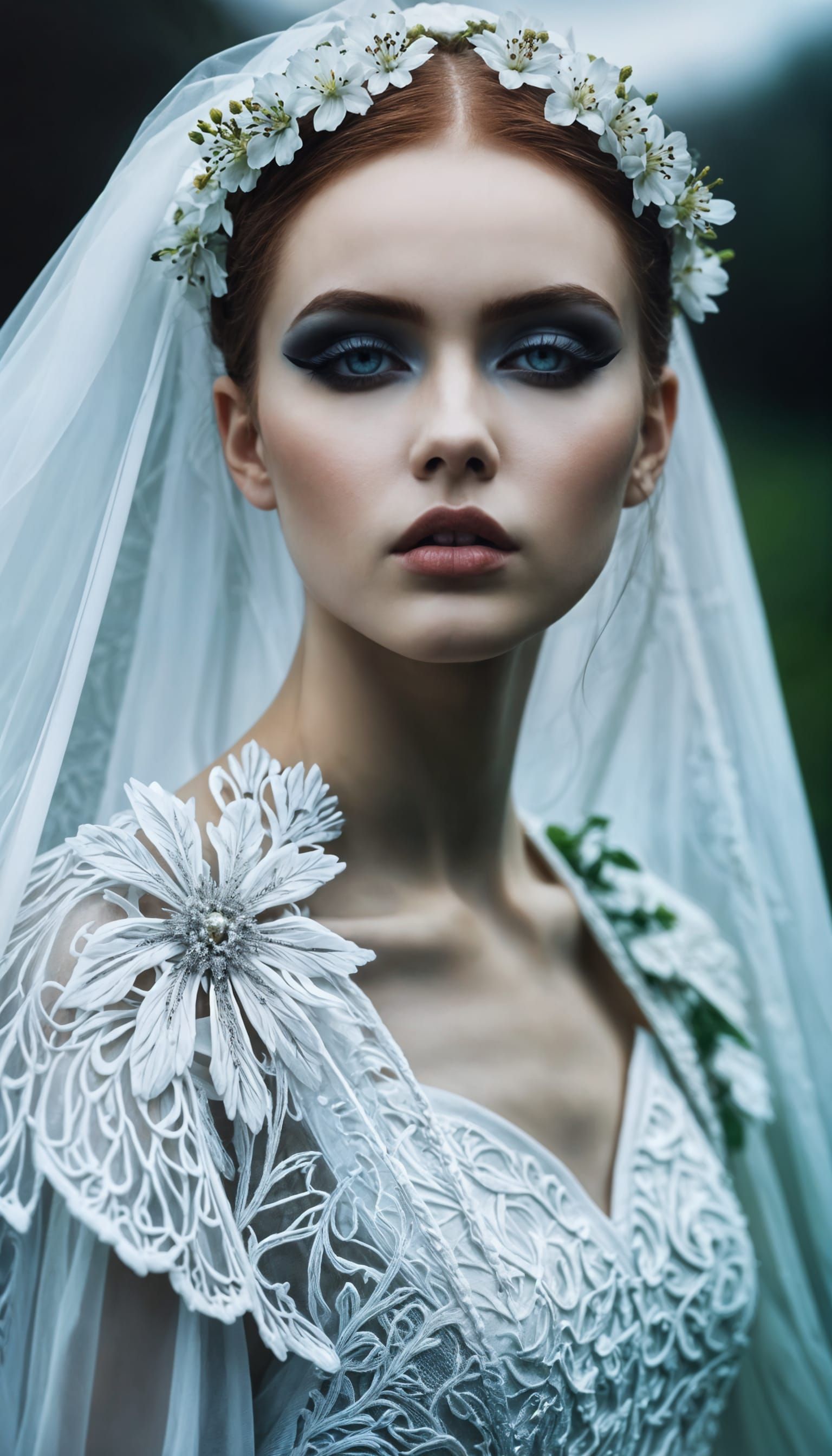 Gothic Fashion Portrait with Winged Eye Makeup