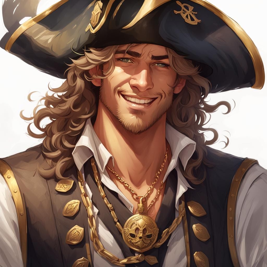 Young Pirate Concept Art Portrait in Hyperdetailed Style