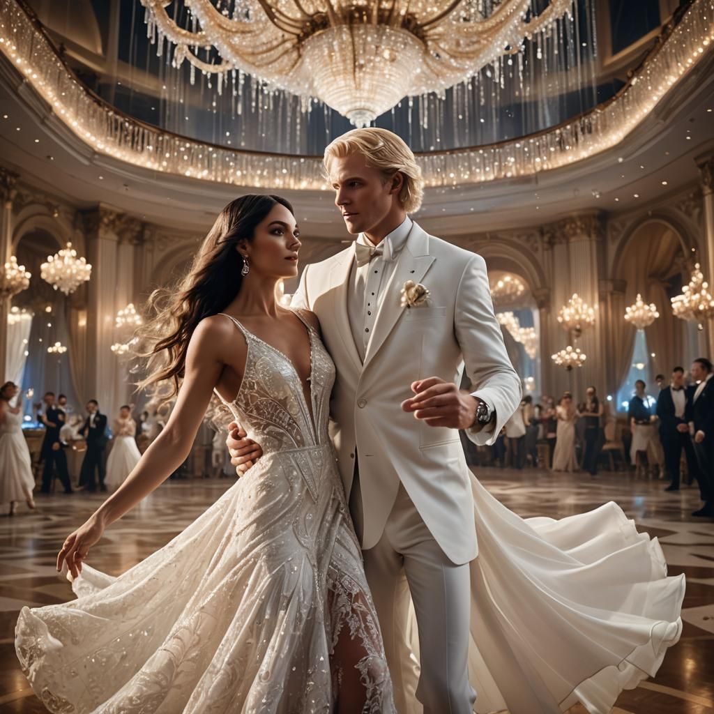Ballroom Dance: Man and Woman in White