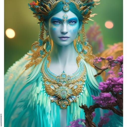 Elaborate Water Goddess in Hyperdetailed Fantasy Art