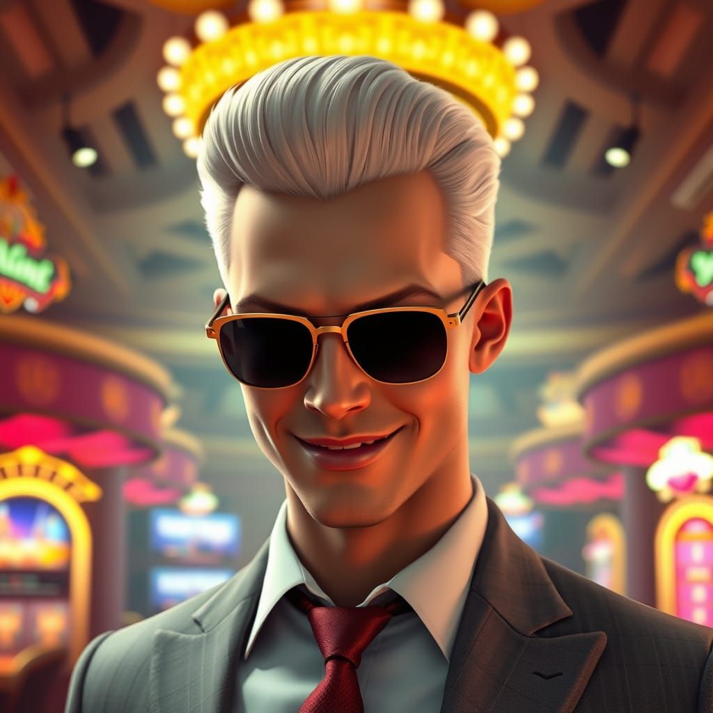 Stylish Italian Man in Casino, 3D Render