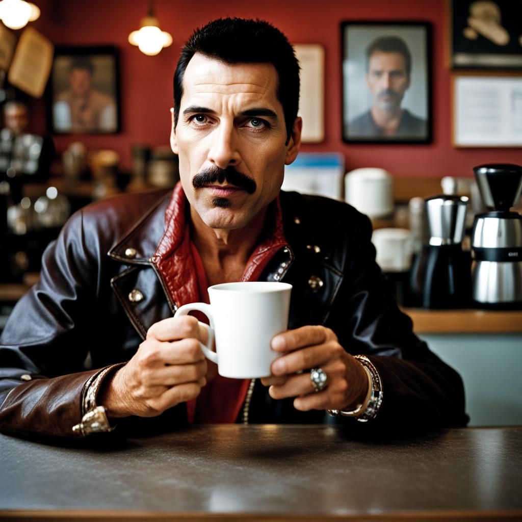 Freddy Mercury at a Coffee Shop: Portrait Photography