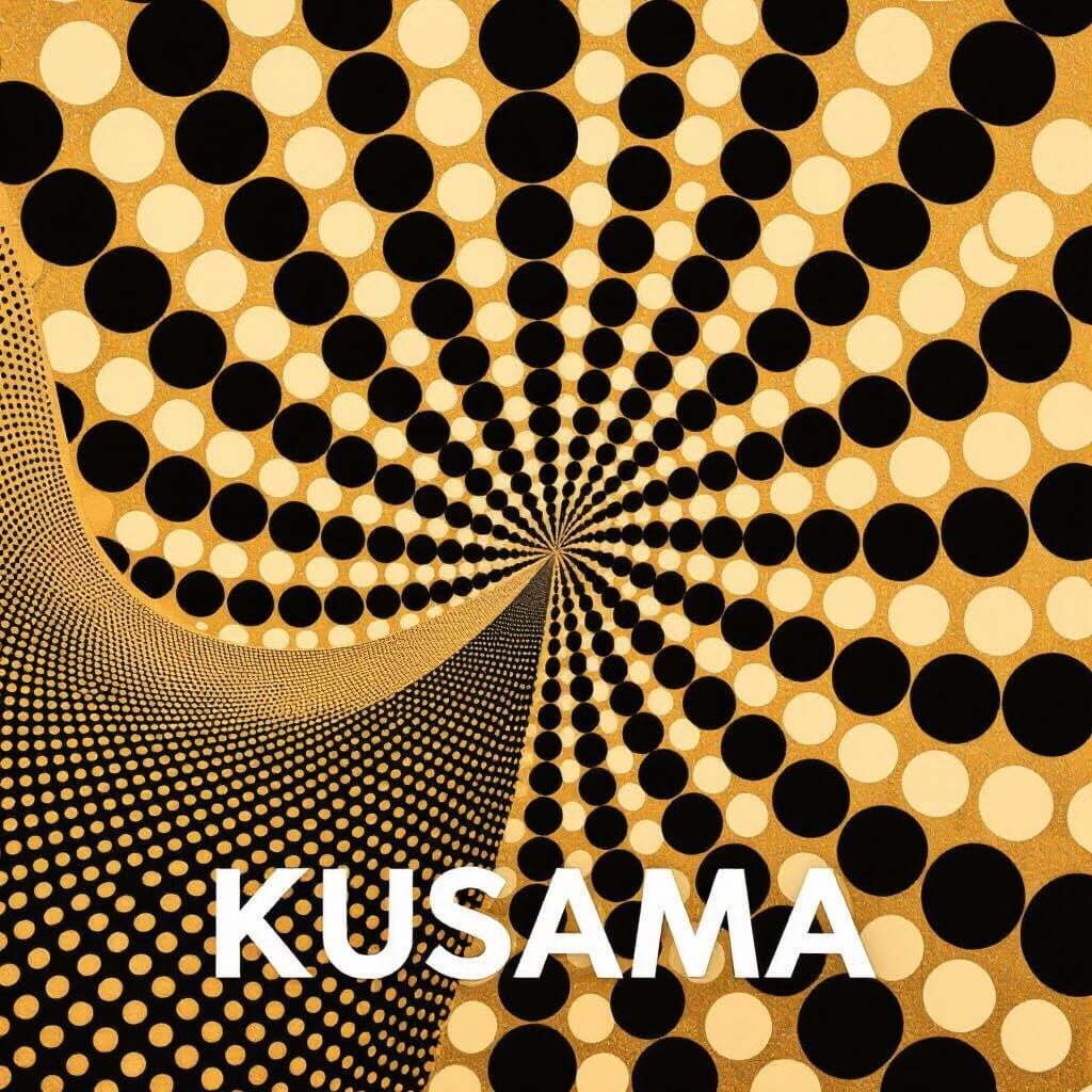 Abstract Dot Wave Poster in Yayoi Kusama Style