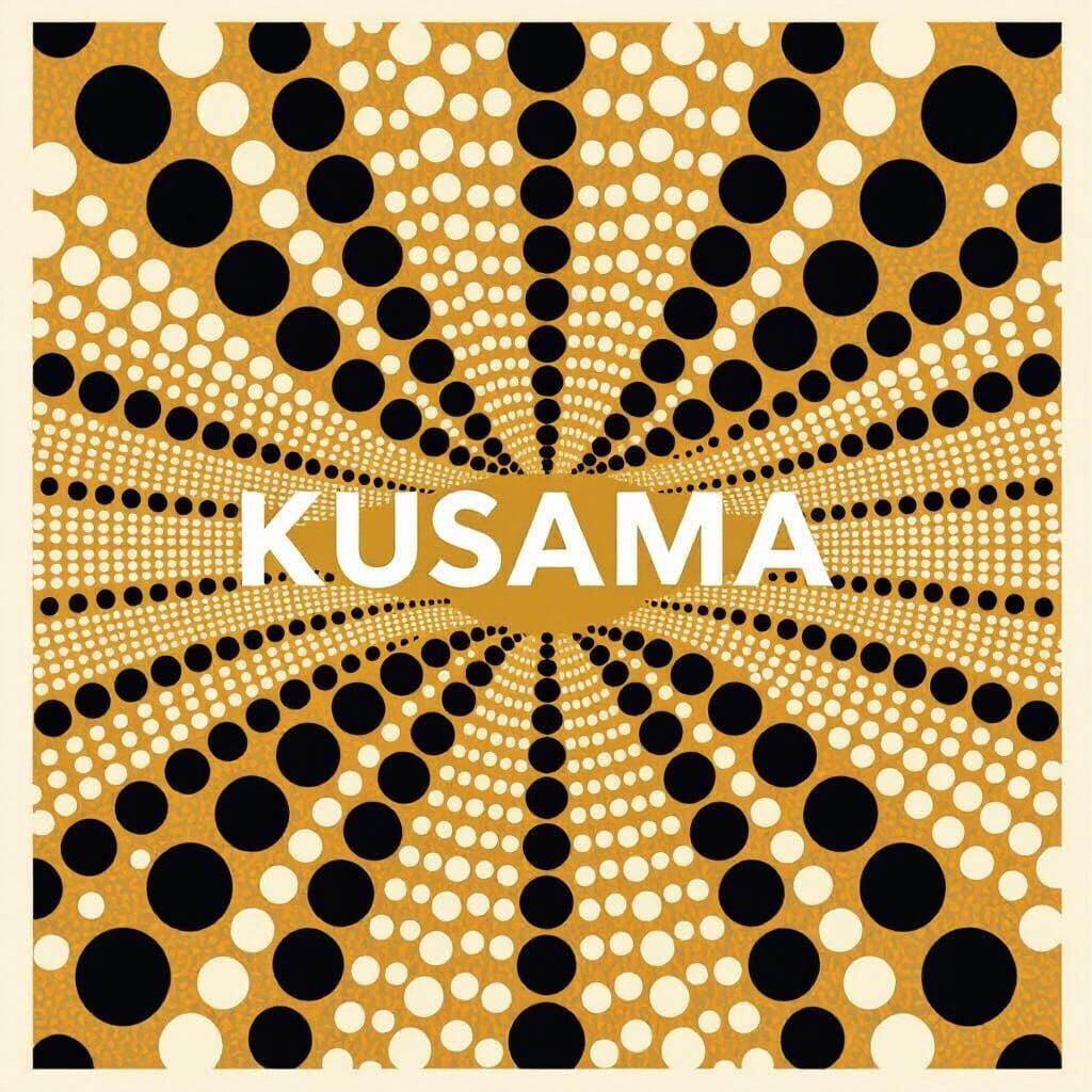 Minimalist Pop Art Poster with White Dots on Gold