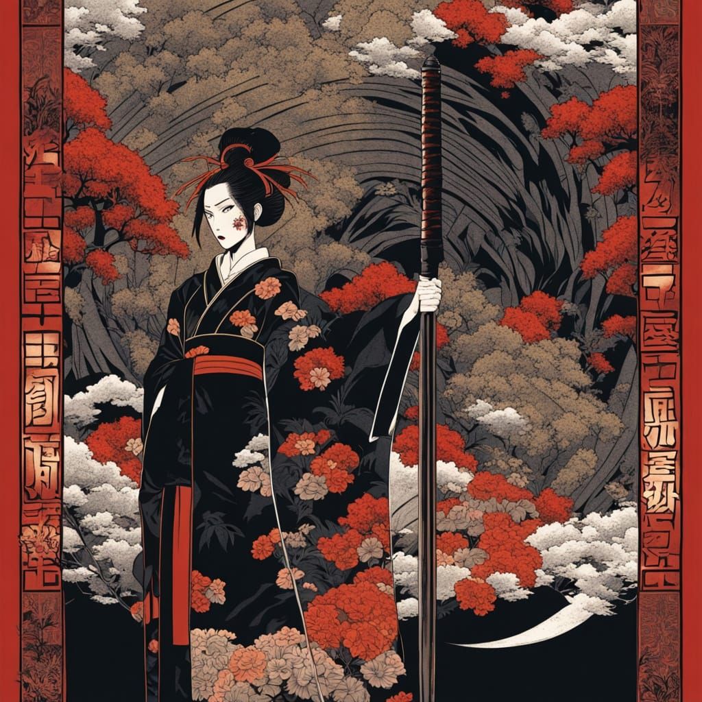 Uma Thurman as Beatrix Kiddo in Traditional Geisha Attire