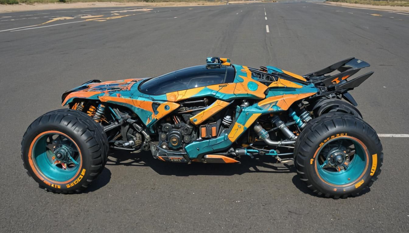 Cyberpunk Vehicle with Decals in Teal and Orange