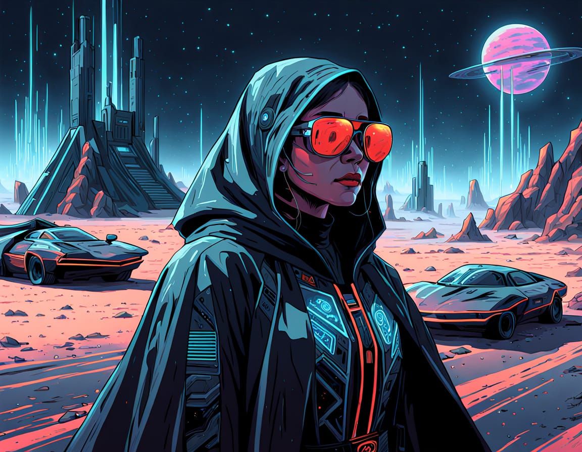 Futuristic Ninja Warrior Queen Speeds Through Supernova Apoc...