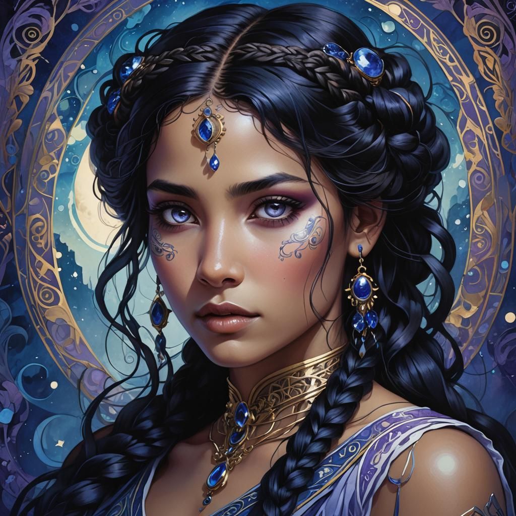 Sapphire Eyed Woman in Art Nouveau Style