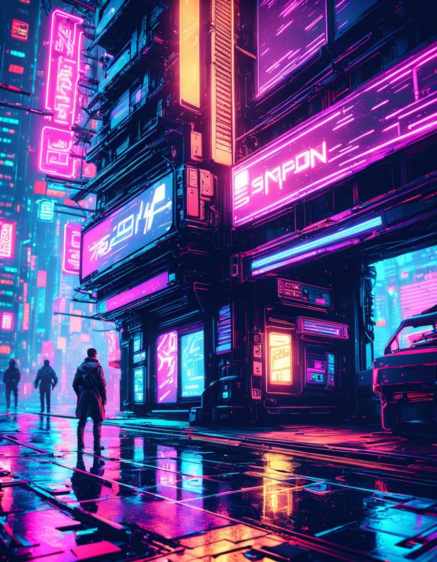 Neon Cyberpunk Cityscape Concept Art