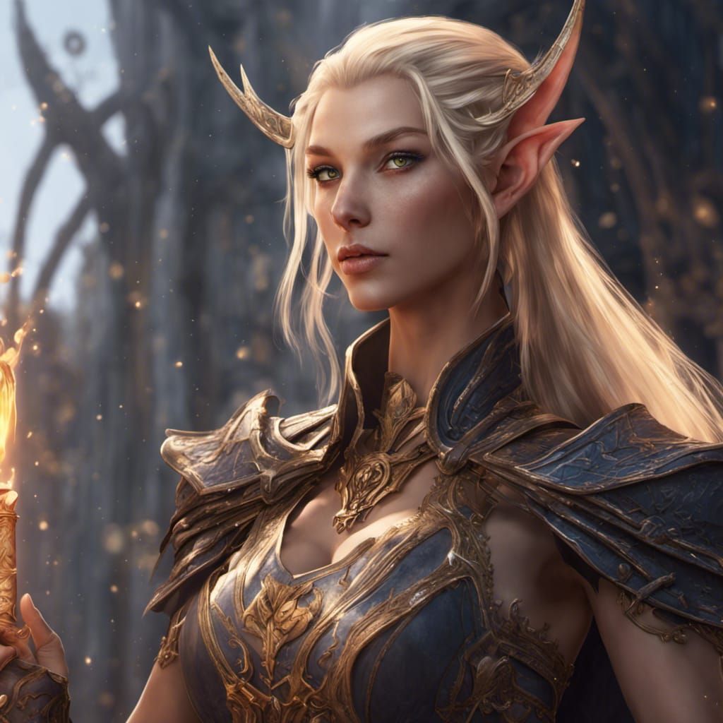 High Elf Draconic Sorcerer in High Fantasy Style