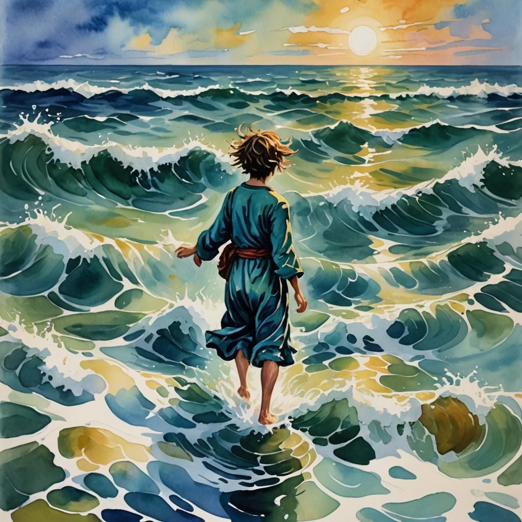 Soulful Sea Journey: An Impressionist Gouache Painting