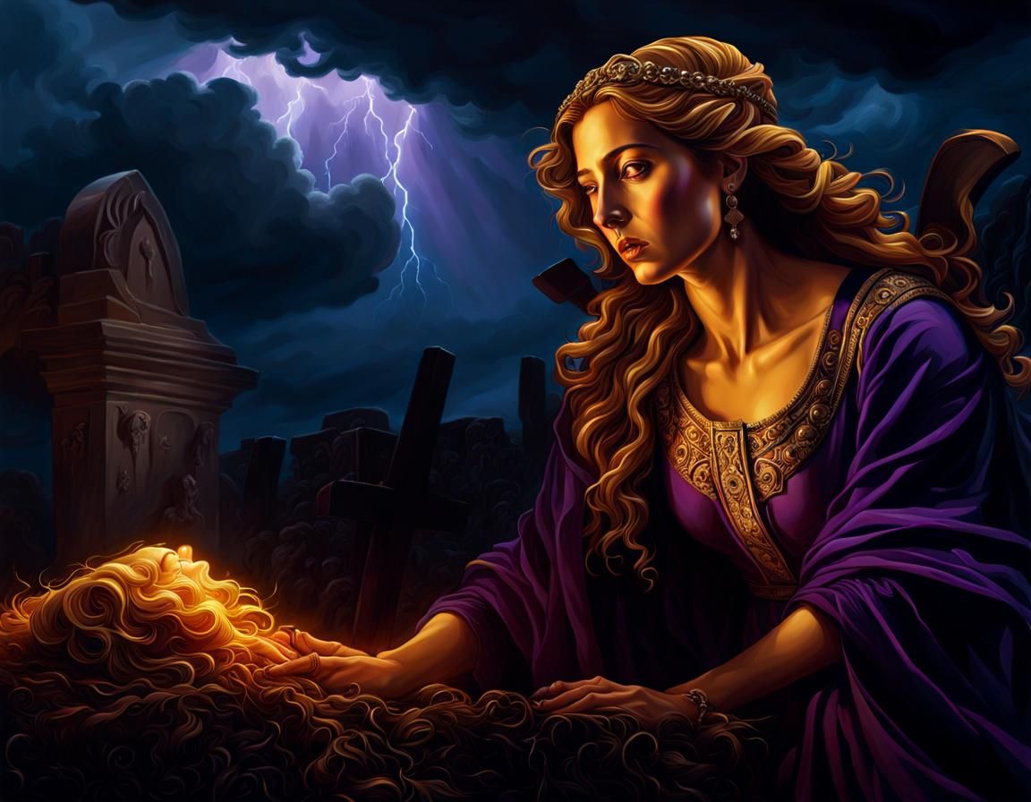 Antigone Buries Her Brother: Baroque Oil Painting