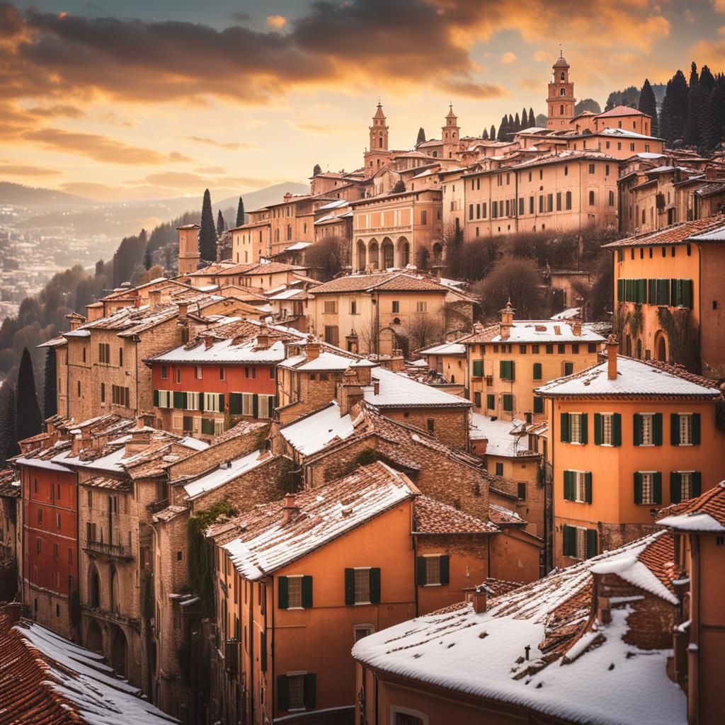 Italian Renaissance City in Winter Landscape Photography