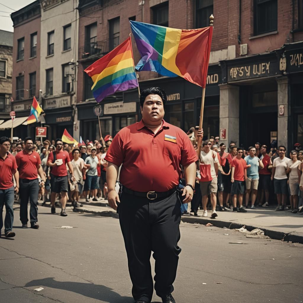 Boy with Pride Flag in Cinematic Style