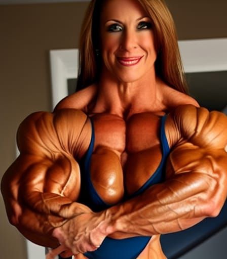 Muscular Woman Flexing Her Ripped Physique