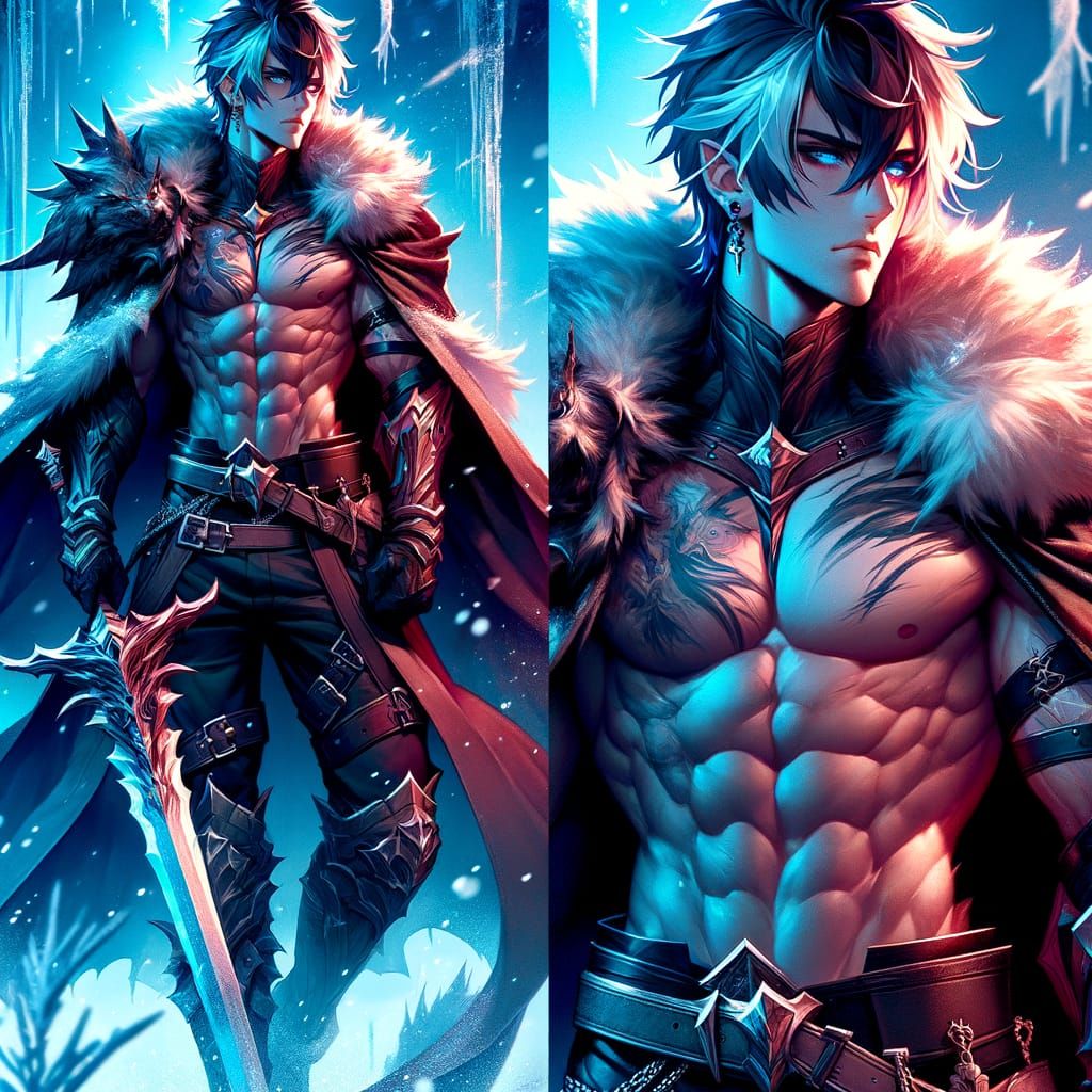 Muscular Warrior with Greatsword in Anime Style