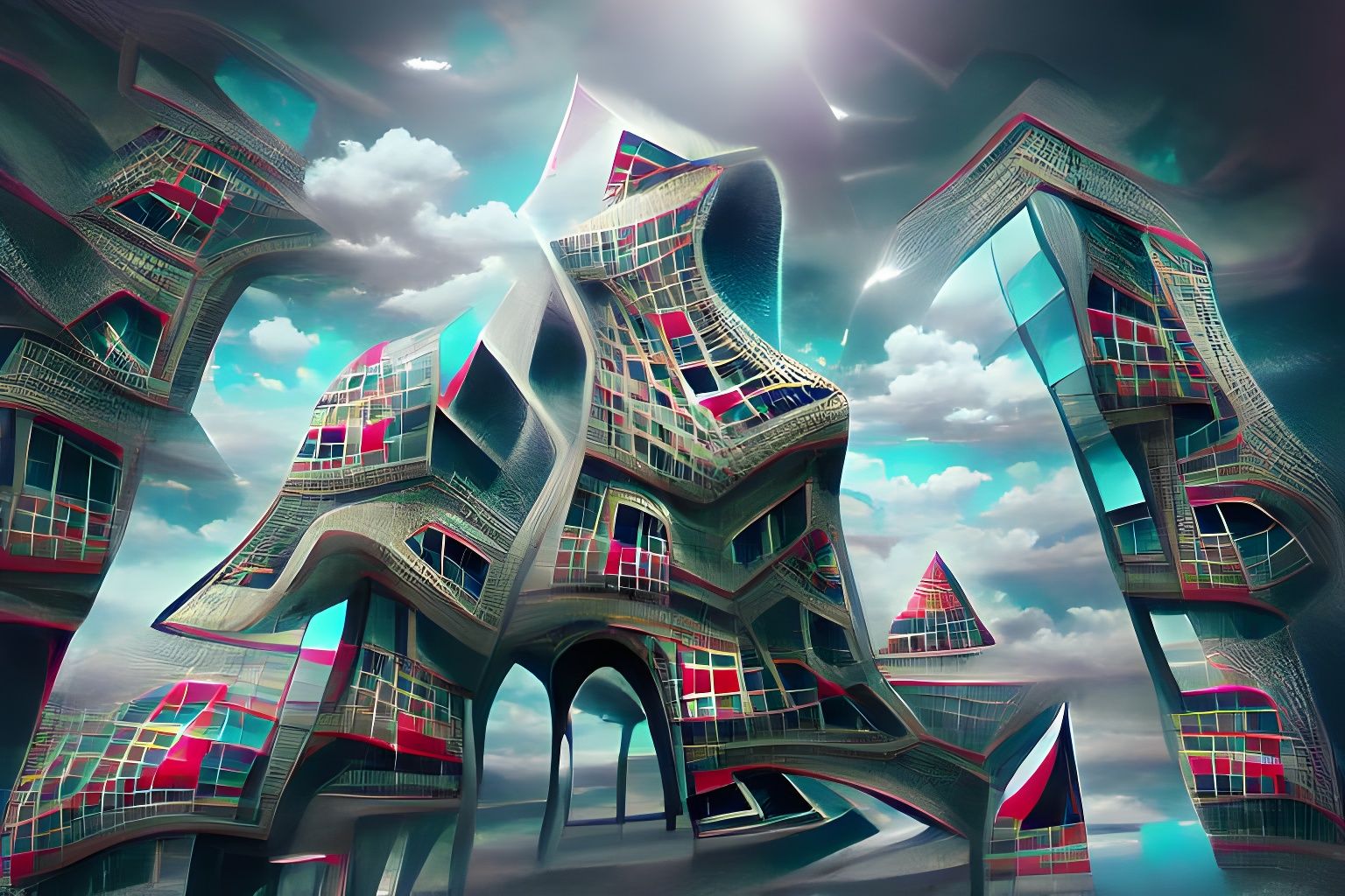 A building with impossible architecture in the 5th dimension