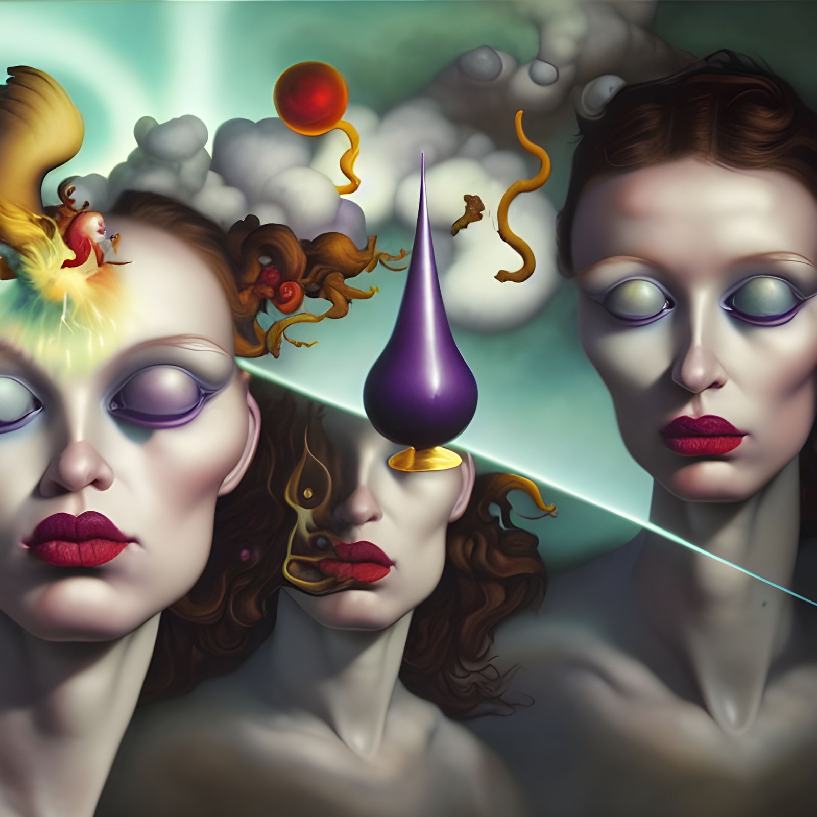 Surreal Matchstick Dogs and Fireworks in Ethereal Light