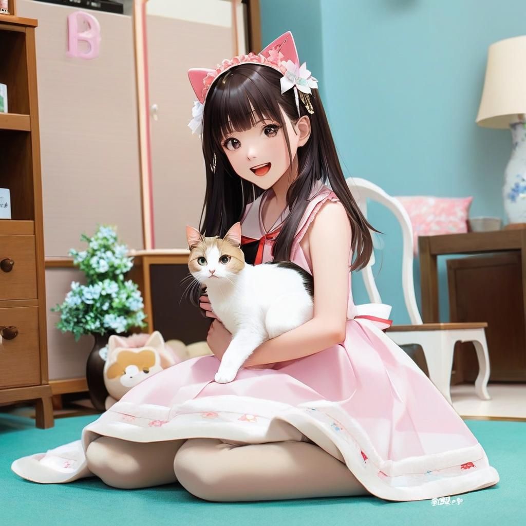 Two Cute Japanese Bobtail Kittens Playing