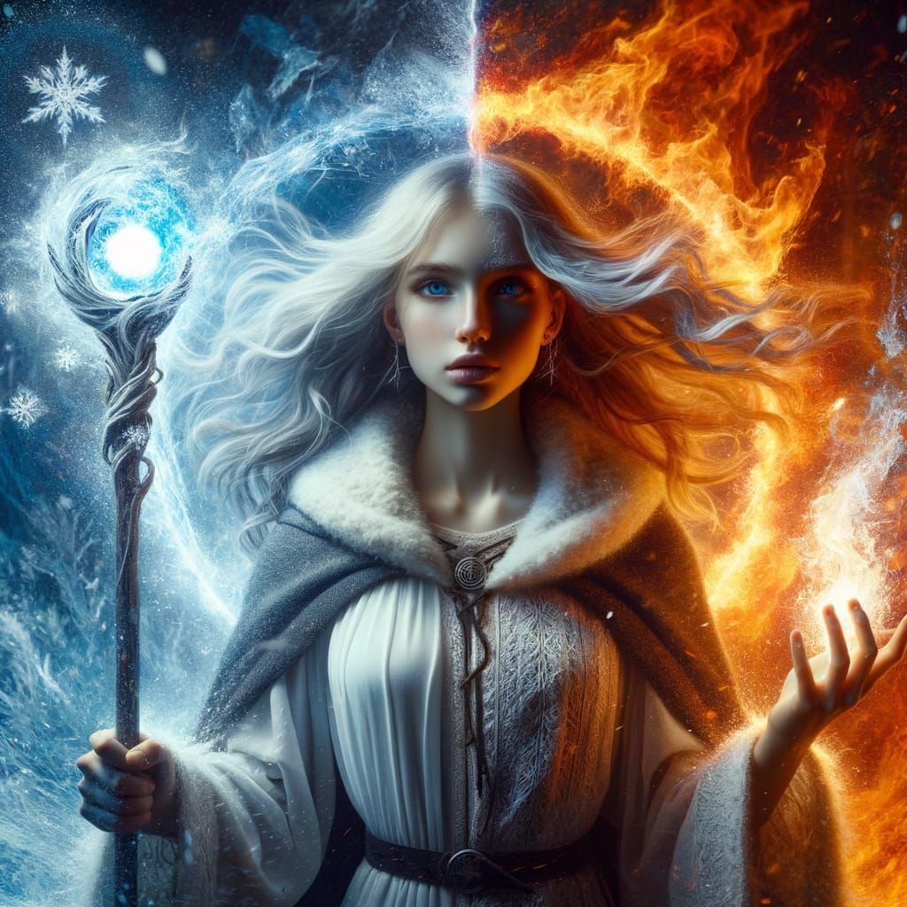 Young Mage Balances Fire and Ice