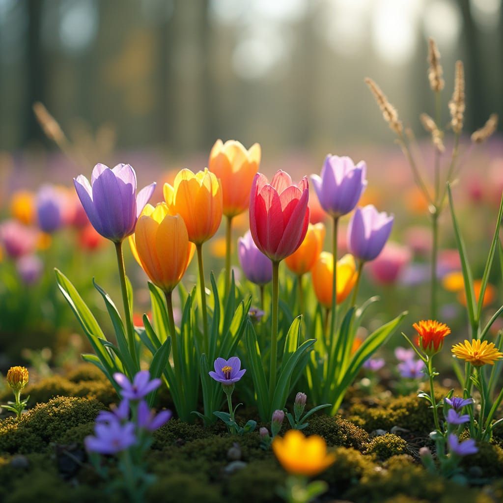 Vibrant Spring Florals in Lush Meadow