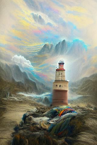 Majestic Lighthouse Illustration in Fauvist Style