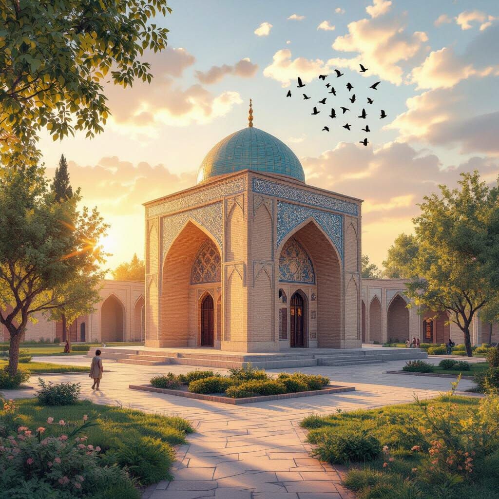 Omar Khayyam Mausoleum at Sunrise Digital Painting