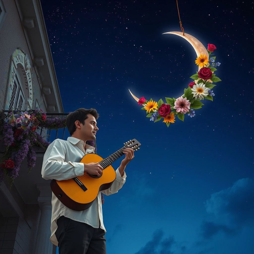 Romantic Serenade Under a Flowered Moon