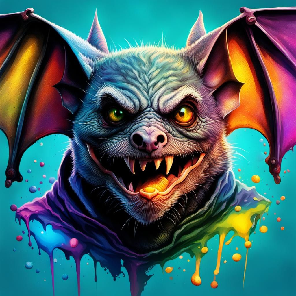 Hyperrealistic Rat-Bat Concept Art in Color