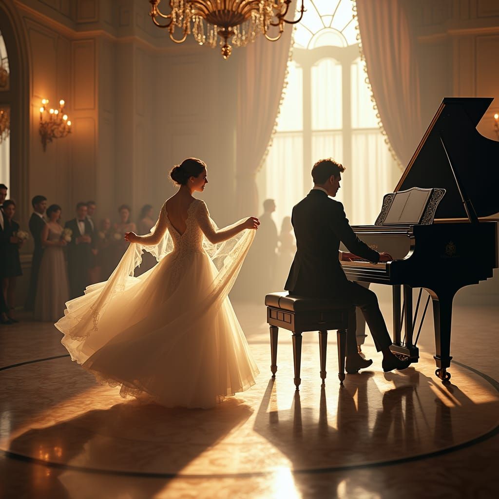 Regency Era Ballroom Dance in Dreamlike Matte Painting