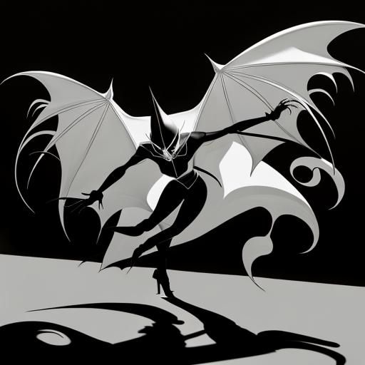Surreal Vampire Silhouette in Minimalist Line Art