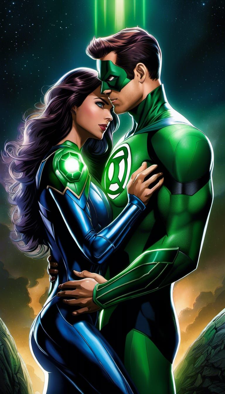 Green Lantern and Star Sapphire Epic Embrace