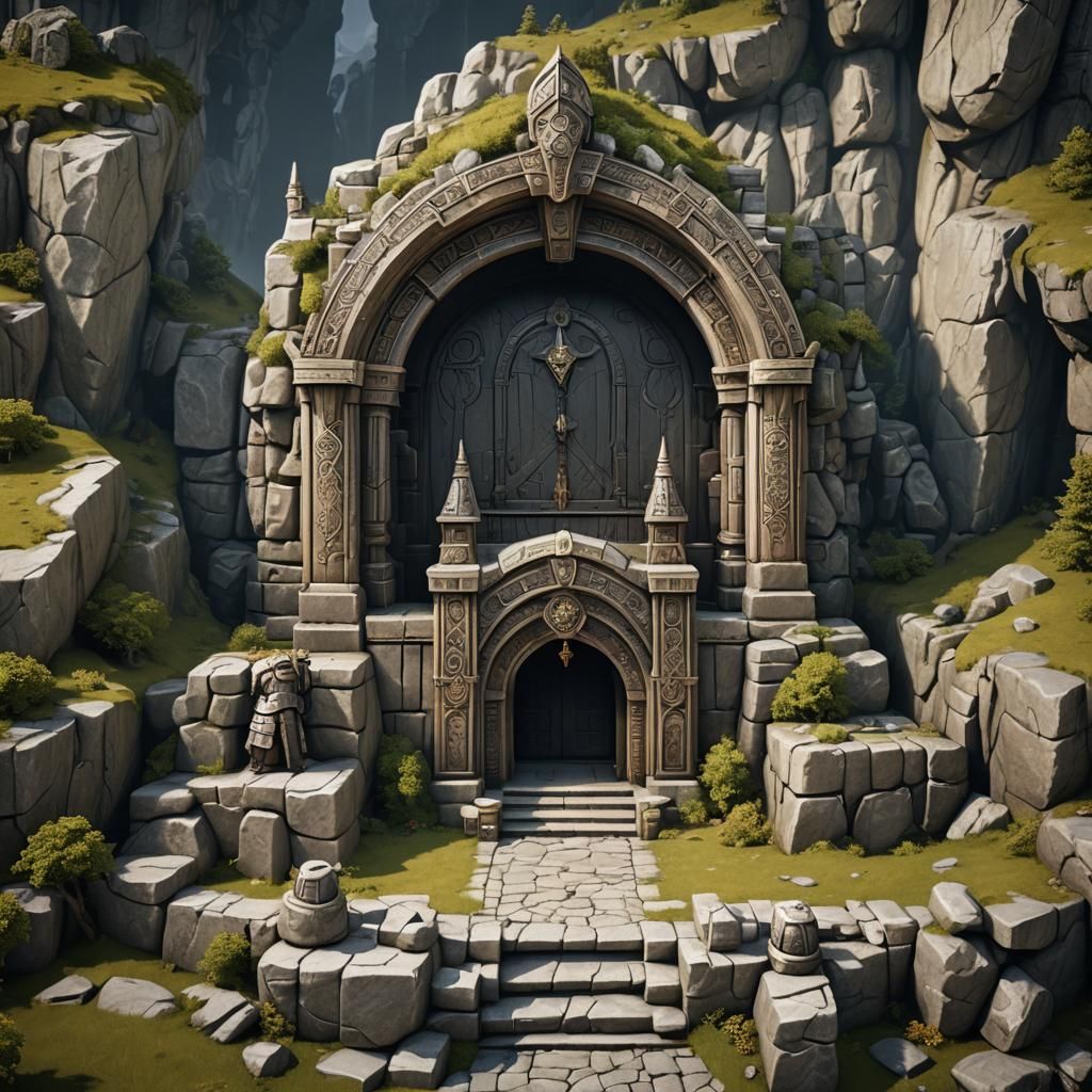 Dwarven Fantasy Temple Entrance: Craft, Family, Oracle