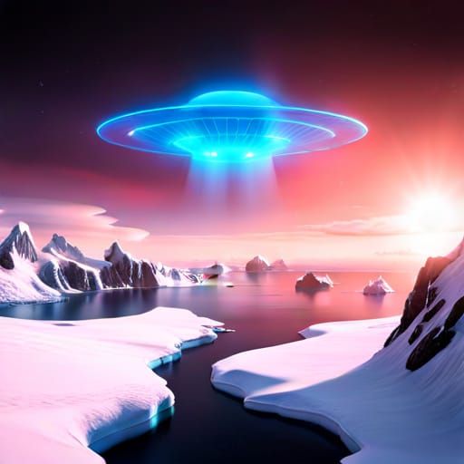 Stealthy UFO Hovering Over Antarctica