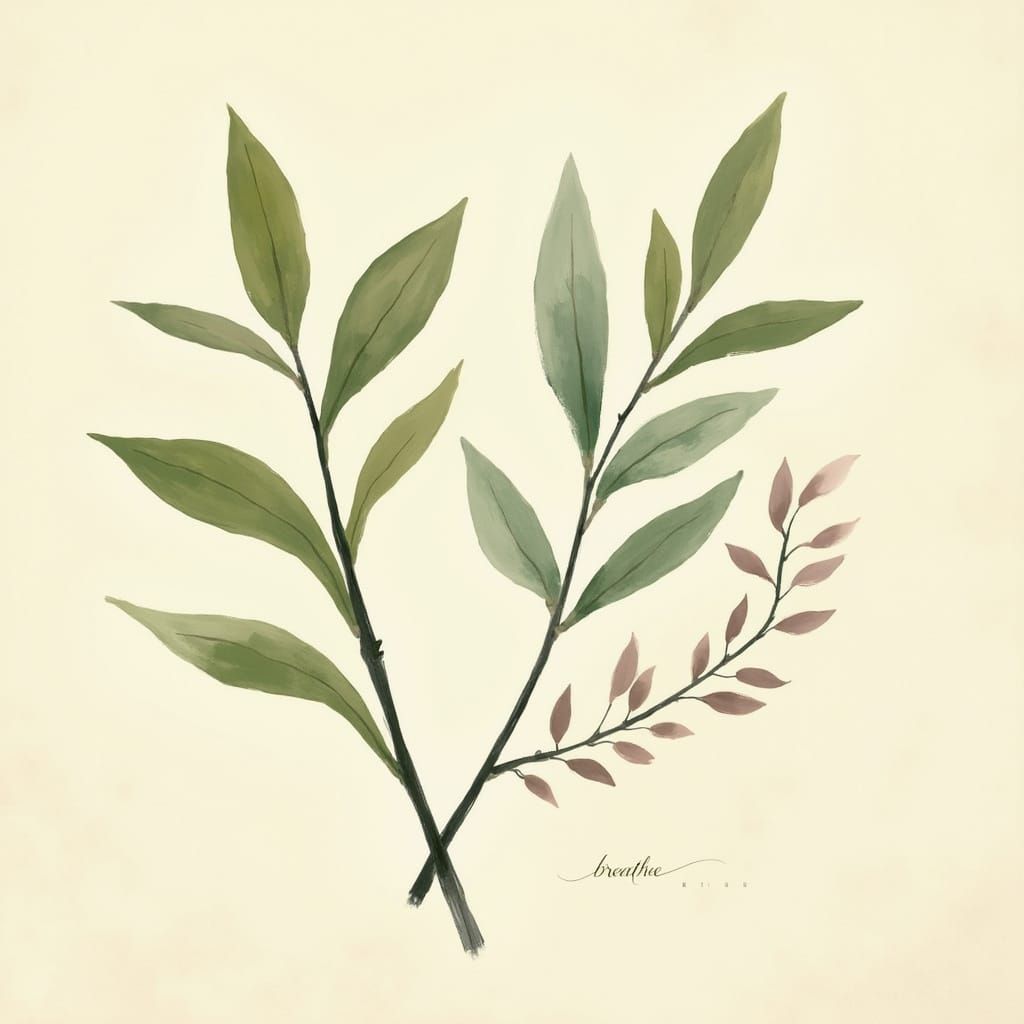 Eucalyptus and Olive Branch Impressionist Painting