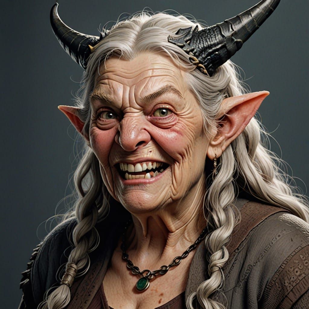 A Frightful Old Hag in a Grim Portrait