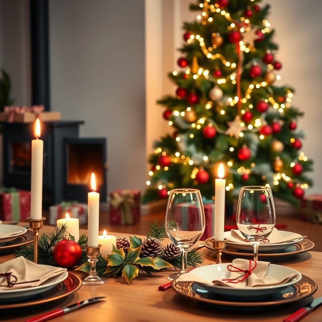 Cozy Christmas Scene with Modern Minimalist Warmth