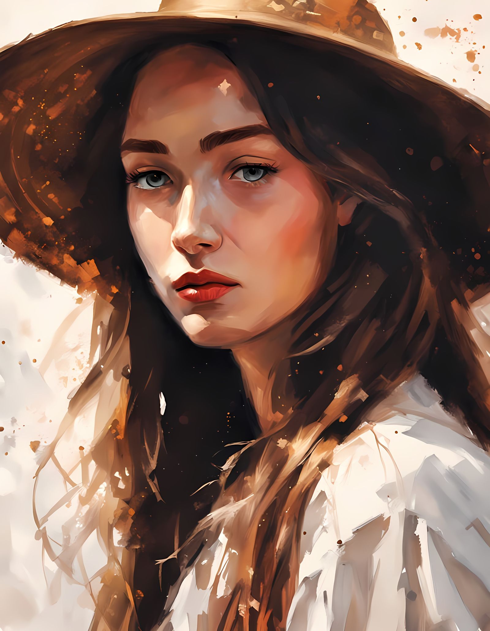Hyperrealistic Portrait of a Young Girl in Gouache Style