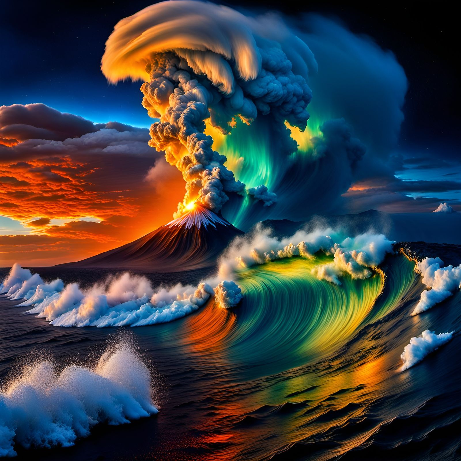 Volcanic Ocean in False Color Satellite Photography