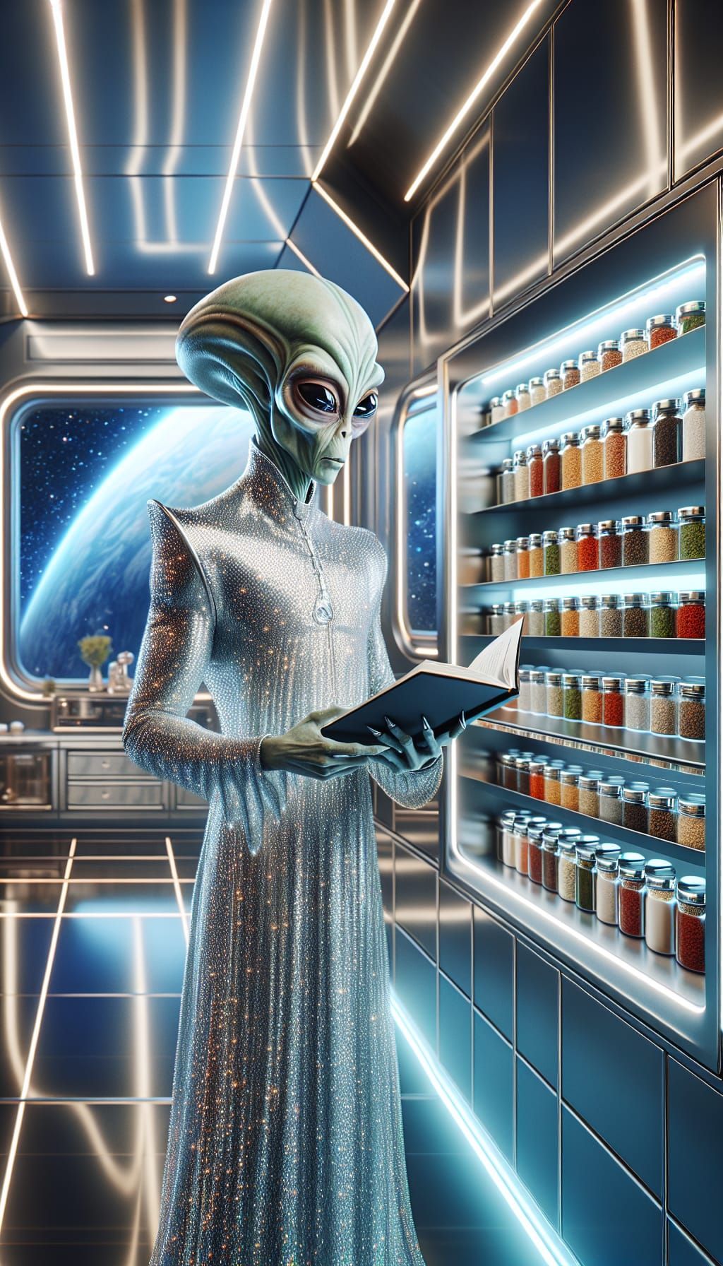 Alien Chef in Futuristic Kitchen