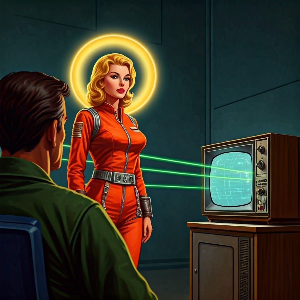 Retrofuturistic Space Pilot in a Cosmic Daze