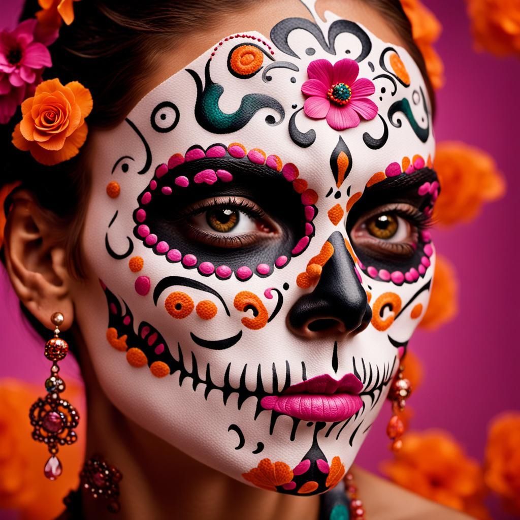 Day of the Dead Portrait in Vibrant Colors