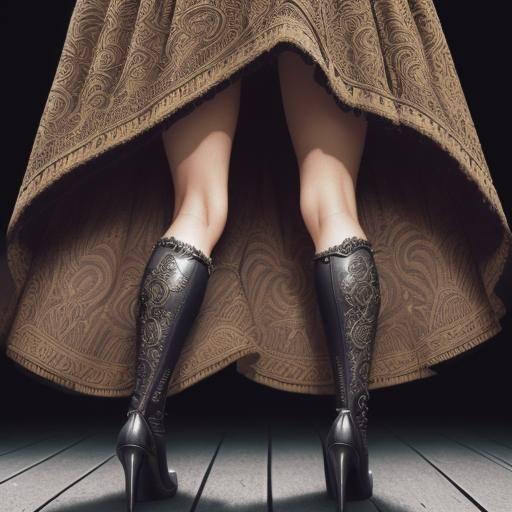 Retro-Futuristic Woman in Hoop Skirt Digital Painting