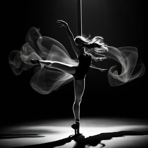 Dynamic Pole Dancer on Dark Stage