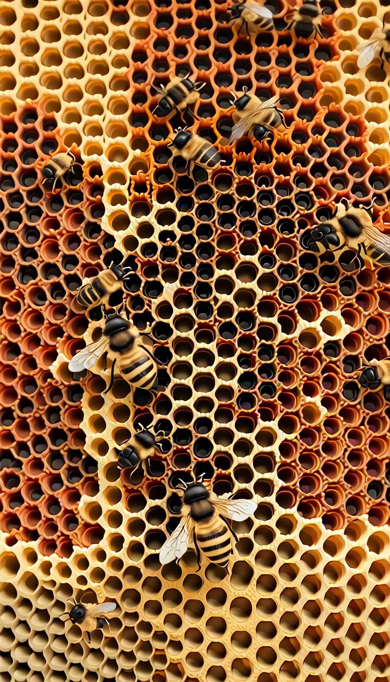 Detailed Cross-Section of a Wild Bee Hive