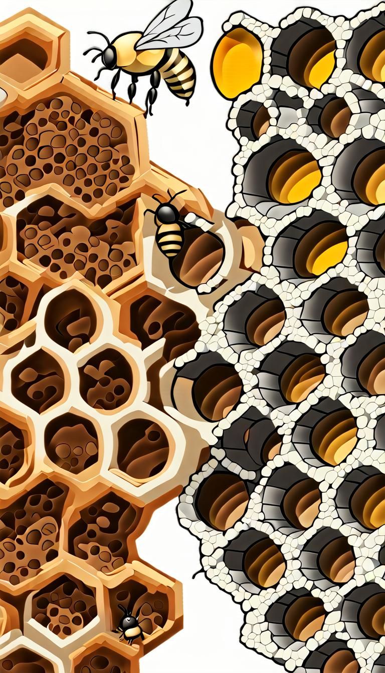 Detailed Bee Hive Cross-Sections: 3D Illustration