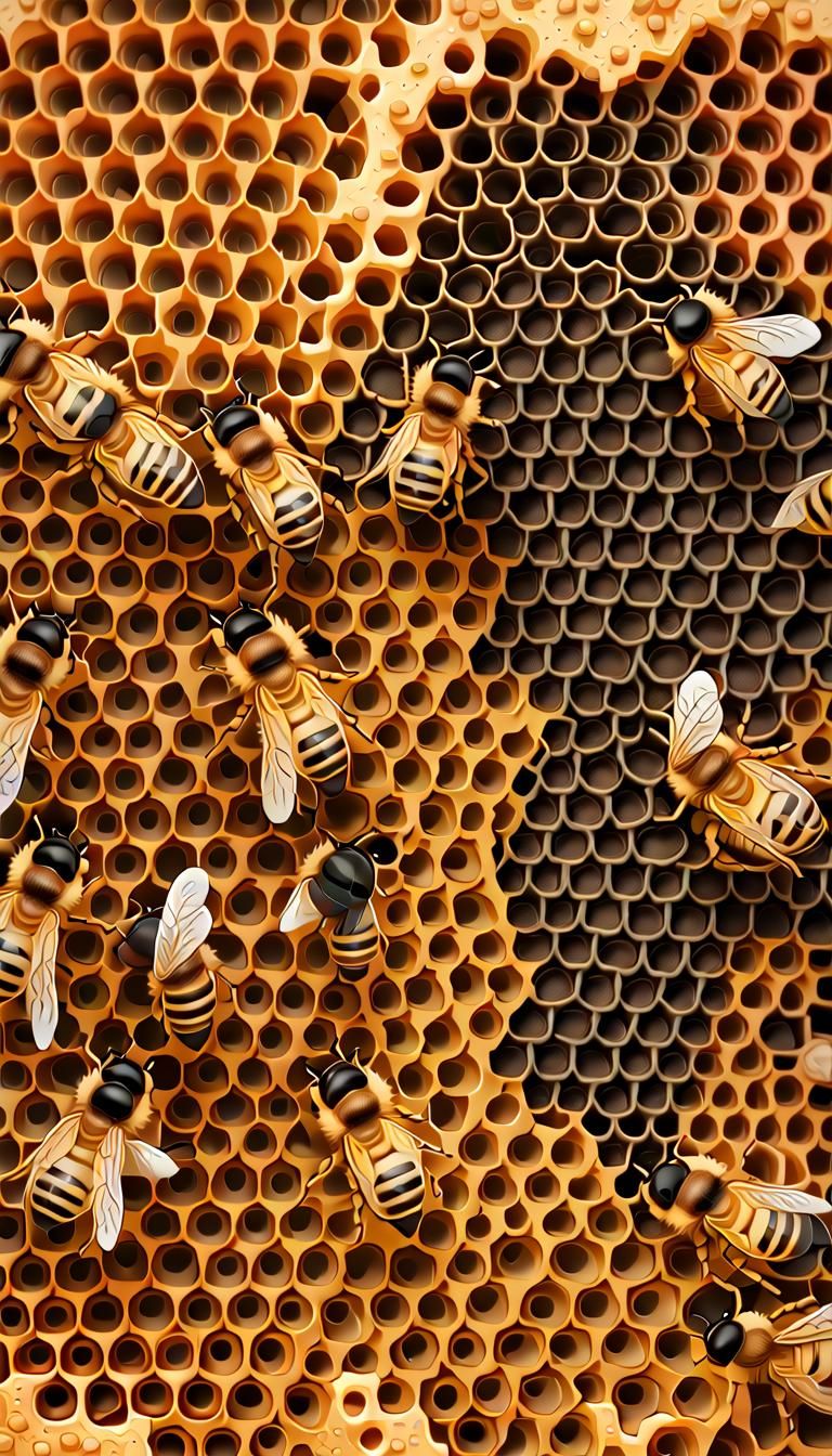 Detailed Cross-Sections of a Wild Bee Hive