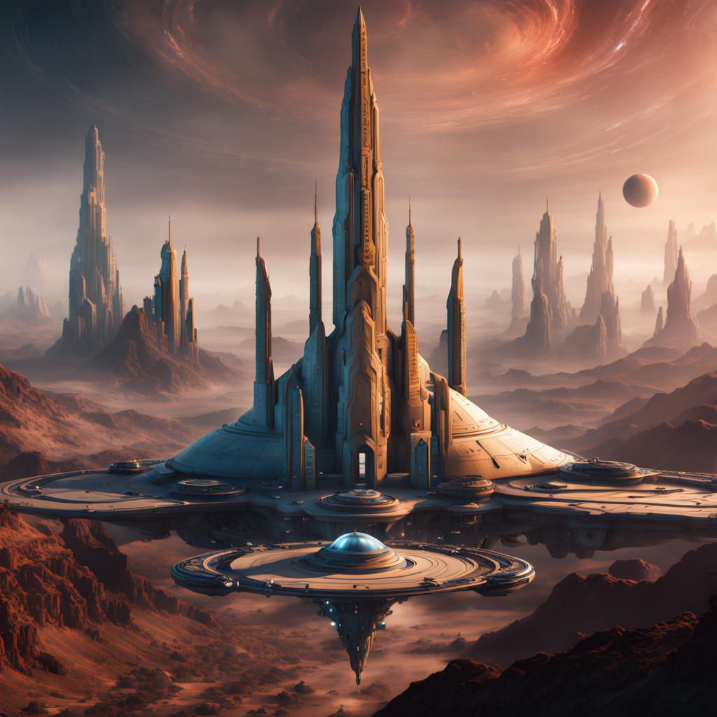 Six-Fingered Vulcan Salute in Detailed Matte Painting