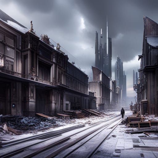 Ruined Buildings in Epic Digital Painting