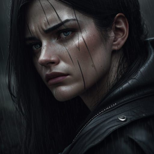 Dramatic Rainstorm Portrait of Hurt Couple